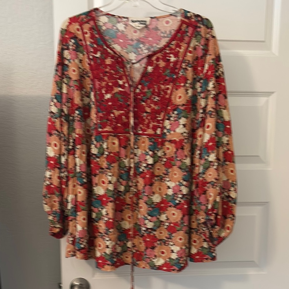 Savannah Jane Boho Floral Blouse Multi Color Sz 2… - image 1